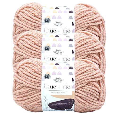 Lion Brand Hue + Me Garn zum Stricken, Häkeln und Basteln, sperrig und dick, weiches Acryl- und Wollgarn, Rosenwasser (3er-Pack) von Lion Brand Yarn