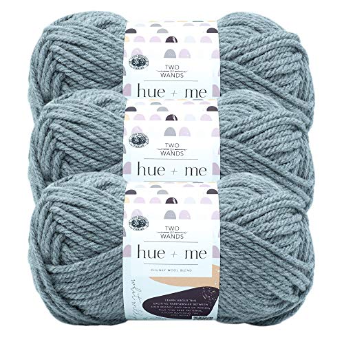 Lion Brand Hue + Me Garn zum Stricken, Häkeln und Basteln, sperrig und dick, weiches Acryl- und Wollgarn, Zement, (3er-Pack) von Lion Brand Yarn