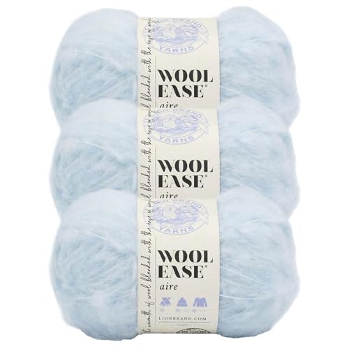 Lion Brand Wool-Ease Aire Garn, weiches Garn zum Stricken, Häkeln und Basteln, Eis, 3 Stück von Lion Brand Yarn