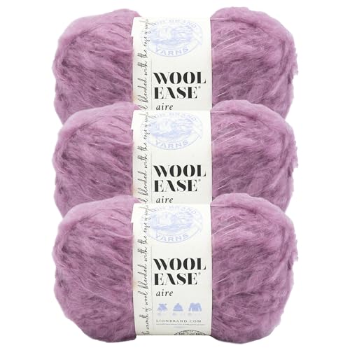 Lion Brand Wool-Ease Aire Garn, weiches Garn zum Stricken, Häkeln und Basteln, Flieder, 3er-Pack von Lion Brand Yarn