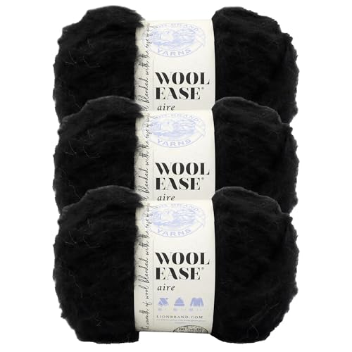 Lion Brand Wool-Ease Aire Garn, weiches Garn zum Stricken, Häkeln und Basteln, Onyx, 3er-Pack von Lion Brand Yarn