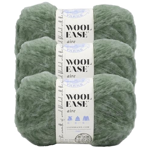 Lion Brand Wool-Ease Aire Garn, weiches Garn zum Stricken, Häkeln und Basteln, Salbei, 3er-Pack von Lion Brand Yarn