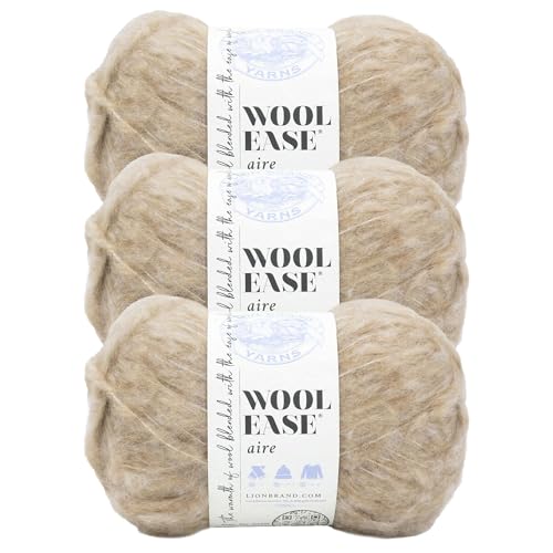 Lion Brand Wool-Ease Aire Garn, weiches Garn zum Stricken, Häkeln und Basteln, Sand, 3er-Pack von Lion Brand Yarn