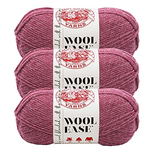 Lion Brand Wool-Ease Garn, Kammgarn zum Stricken, Häkeln und Basteln, Dark Rose Heather, 3er-Pack von Lion Brand Yarn