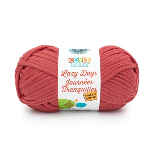 Lion Brand Yarn 191-113AW Cover Story Lazy Days Thick & Quick Garn, Polyester, Ziegelrot, 1 Pack von Lion Brand Yarn