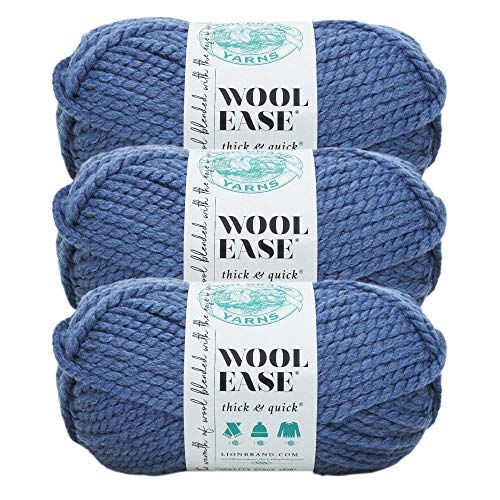 Lion Brand Yarn 640-114B Wolle Ease dickes und schnelles Garn, 97 m, Denim von Lion Brand Yarn