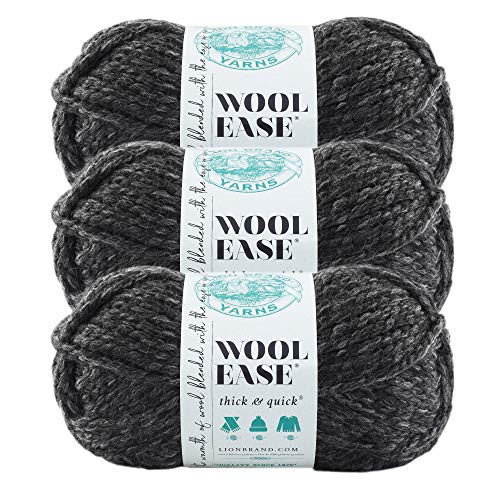 Lion Brand Yarn 640-149 Wool-Ease dickes und schnelles Garn, 97 m, Anthrazit von Lion Brand Yarn