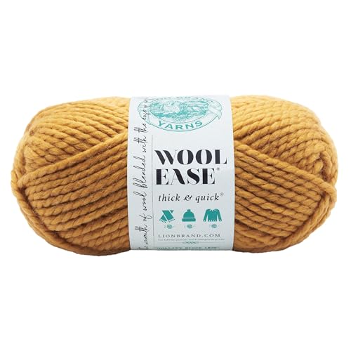 Lion Brand Yarn 640-158 Wool-Ease Dickes und schnelles Garn, Senffarben, Acryl, 21.59x9.53x9.53 cm, 97 von Lion Brand Yarn