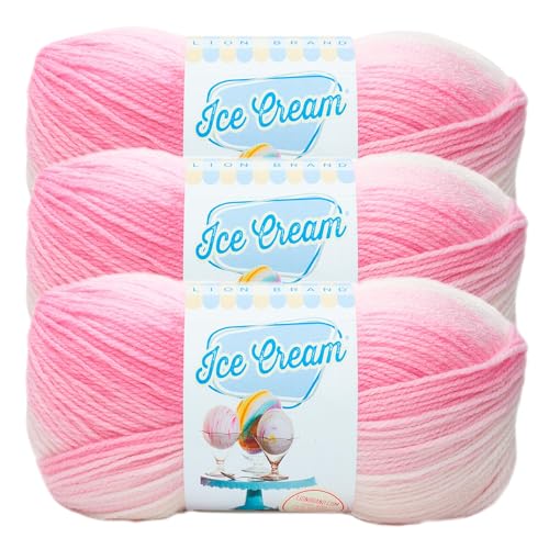 Lion Brand Yarn 923-207Z Eiscreme-Garn, Erdbeere, 3 Stück von Lion Brand Yarn