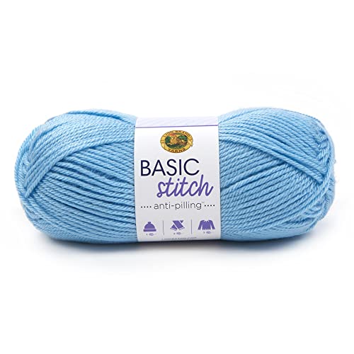 Lion Brand Yarn Basic Stitch Anti-Pilling Strickgarn, Garn zum Häkeln, 1er Pack, Babyblau von Lion Brand Yarn