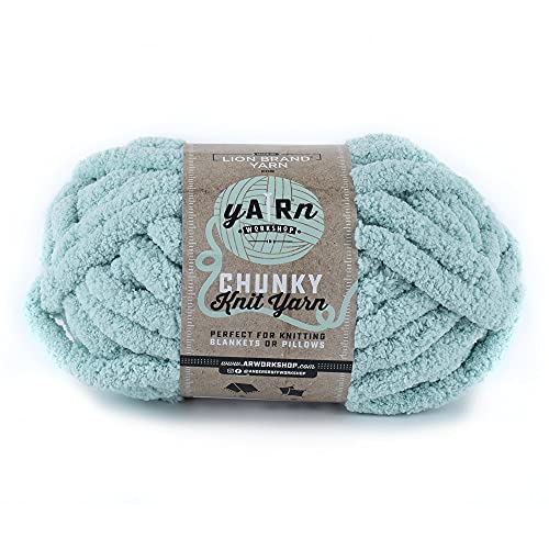 Lion Brand Yarn 951-106 Workshop Chunky Knit Garn, Polyester, Light AR Aqua, Einheitsgröße, 26 Meter von Lion Brand Yarn