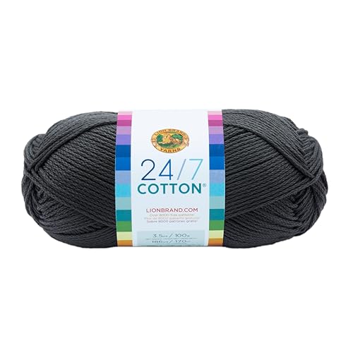 Lion Brand Yarn Company Cotton Yarn, 100 Percent Cotton, Charcoal,15.24x6.35x6.35 cm von Lion Brand Yarn