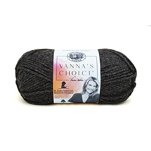 Lion Brand Yarn (1 Skein 860-404E Vanna's Choice Yarn, Dark Grey Heather Garn, Acryl-Mischung, Dunkelgrau meliert, 1 Packung, 156 von Lion Brand Yarn