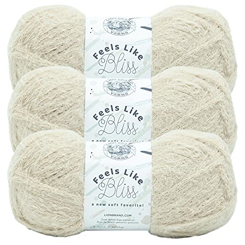 Lion Brand Yarn Feels Like Bliss Bulky Garn, Sanddollar, 3er-Pack von Lion Brand Yarn