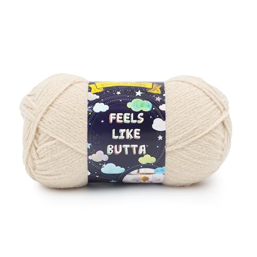 Lion Brand Yarn Feels Like Butta, weiches Garn zum Häkeln und Stricken, samtig, neutral, 1 Packung von Lion Brand Yarn