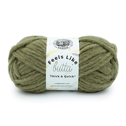 Lion Brand Yarn Fühlt sich an wie Butta dickes & schnelles super sperriges Garn zum Stricken, 1 Packung, Olivgrün von Lion Brand Yarn