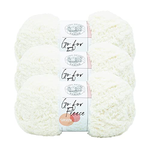 Lion Brand Yarn Go for Fleece Sherpa Jumbo Garn zum Stricken, Häkeln und Basteln, 3 Stück, cremefarben von Lion Brand Yarn