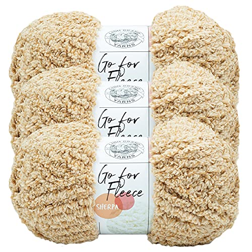 Lion Brand Yarn Go for Fleece Sherpa Jumbo-Garn zum Stricken, Häkeln und Basteln, 3er-Pack, Honig von Lion Brand Yarn