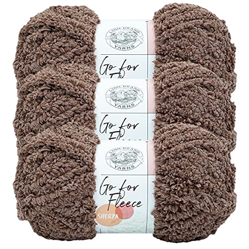 Lion Brand Yarn Go for Fleece Sherpa Jumbo-Garn zum Stricken, Häkeln und Basteln, 3er-Pack, Ton von Lion Brand Yarn