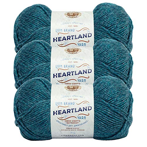 Lion Brand Yarn Heartland Garn zum Häkeln, Stricken und Weben, mehrfarbiges Garn, 3 Stück, Glacier Bay von Lion Brand Yarn