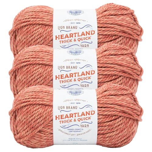 Lion Brand Yarn Heartland Thick & Quick Bulky Heathered Garn zum Stricken und Häkeln, Fairmount, 3 Stück von Lion Brand Yarn