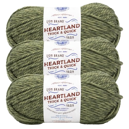 Lion Brand Yarn Heartland Thick & Quick Bulky Heathered Garn zum Stricken und Häkeln, Griffith, 3er-Pack von Lion Brand Yarn