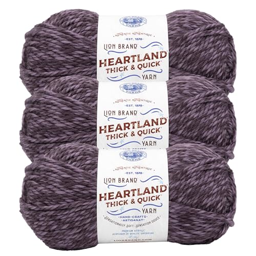 Lion Brand Yarn Heartland Thick & Quick Bulky Heathered Garn zum Stricken und Häkeln, Pelham Bay, 3er-Pack von Lion Brand Yarn