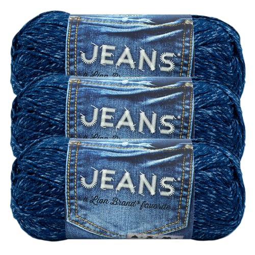 Lion Brand Yarn Jeansgarn, weiches Garn zum Stricken und Häkeln, Garn zum Basteln, 3er-Pack, klassisch von Lion Brand Yarn