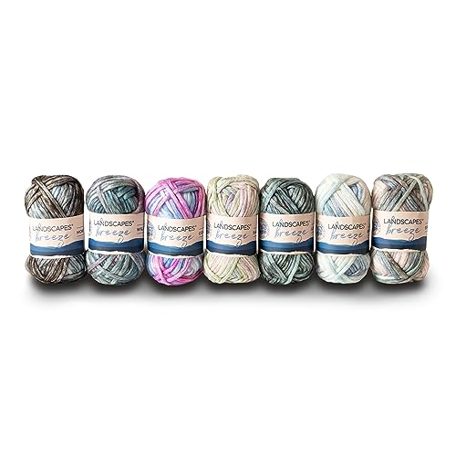 Lion Brand Yarn Landscapes Breeze, buntes Garn zum Stricken und Häkeln, 7-fach sortiert, Musterpackung Strand von Lion Brand Yarn