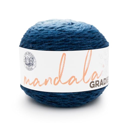 Lion Brand Yarn Mandala-Farbverlauf, mehrfarbiges Garn zum Stricken, Häkeln und Basteln, Stahlblau, 1 Packung von Lion Brand Yarn