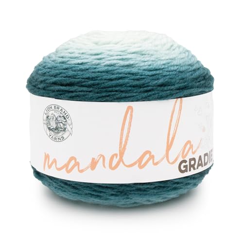 Lion Brand Yarn Mandala-Farbverlauf, mehrfarbiges Garn zum Stricken, Häkeln und Basteln, dunkles Blaugrün, 1 Packung von Lion Brand Yarn