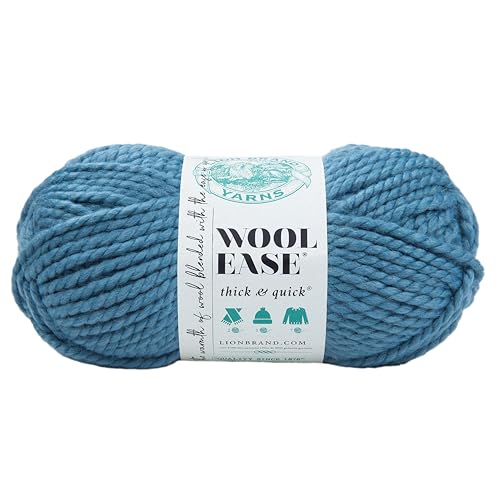 Lion Brand Yarn Wool-Ease Dickes und schnelles Garn, weiches und sperriges Garn zum Stricken, Häkeln und Basteln, 1 Knäuel, Air Force von Lion Brand Yarn