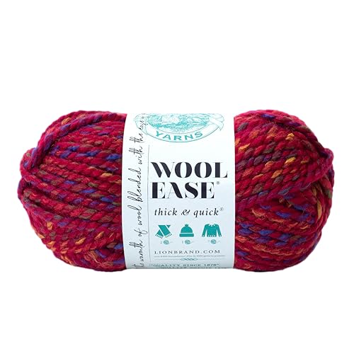 Lion Brand Yarn Wool-Ease dickes und schnelles Garn, weiches und sperriges Garn zum Stricken, Häkeln und Basteln, 1 Knäuel, Lagerfeuer von Lion Brand Yarn