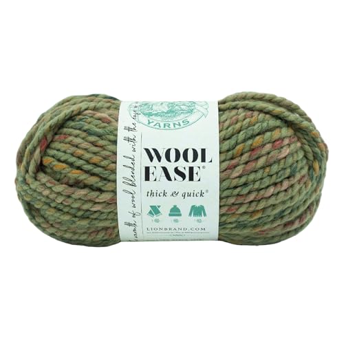 Lion Brand Yarn Wool-Ease dickes und schnelles Garn, weiches und sperriges Garn zum Stricken, Häkeln und Basteln, 1 Knäuel, Marsh von Lion Brand Yarn