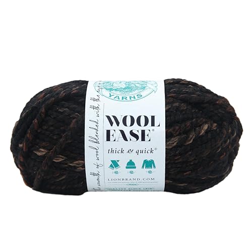 Lion Brand Yarn Wool-Ease dickes und schnelles Garn, weiches und sperriges Garn zum Stricken, Häkeln und Basteln, 1 Knäuel, geröstete Mandel von Lion Brand Yarn