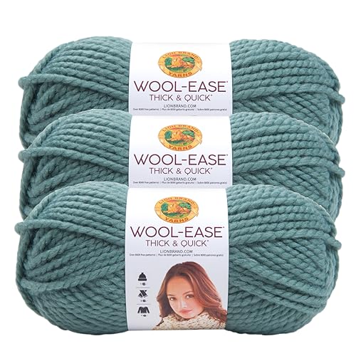 Lion Brand Yarn Wool-Ease dickes und schnelles Garn, weiches und sperriges Garn zum Stricken, Häkeln und Basteln, 3er-Pack, Sukkulenten von Lion Brand Yarn