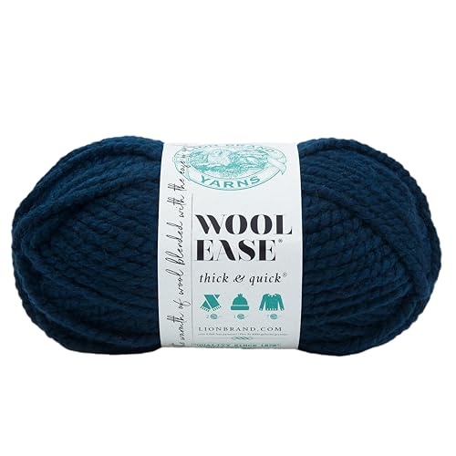 Lion Brand Yarn Wool-Ease dickes und schnelles Garn, weiches und sperriges Garn zum Stricken, Häkeln und Basteln, 1 Knäuel, Petrol von Lion Brand Yarn