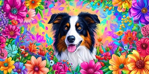 5D Diamond Painting Groß Border Collie , Diamant Painting Bilder Kit für Kinder Erwachsene, DIY Crystal Strass Stickerei Diamant Painting Kit, Diamond Painting Zubehör, Für Wall Dekor 30x60 cm L-23 von Lionhai