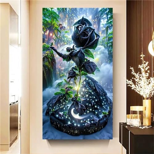 Diamond Painting, 5D Schwarze Rose Diamant Painting Bilder Blume Daiments Painting Erwachsene XXL Groß 70x40CM Kinder Mosaikherstellung Malerei Set, Zimmer Deko Schlafzimmer, Geschenke für Frauen von Lionhai