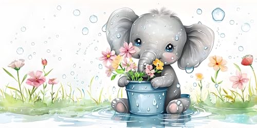 Diamond Painting Groß 20x40 cm , Diamant Painting Süßer kleiner Elefant , DIY Diamond Painting Erwachsene Kinder Malerei Stickerei Kreuzstich Set Diamant Art, für Zuhause Wanddekoration Geschenk L241 von Lionhai