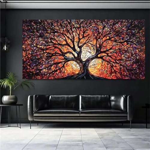 Diamond Painting Lebensbaum, 5D DIY Diamant Painting Set Farbe Diamond Painting Bilder Erwachsene XXL 90x40CM, Diamand Art Painting Kinder Basteln Stickerei Set, Room Home Wanddeko Aesthetic von Lionhai