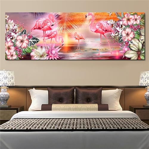 Lionhai Diamond Painting, 5D Flamingo Diamant Painting Bilder Blume Daiments Painting Erwachsene XXL Groß 100x50CM Kinder Mosaikherstellung Malerei Set, Zimmer Deko Schlafzimmer, Geschenke für Frauen von Lionhai