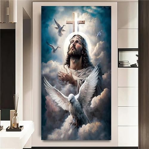 Lionhai Diamond Painting, 5D Jesus Diamant Painting Bilder Wolke Daiments Painting Erwachsene XXL Groß 60x30CM Kinder Mosaikherstellung Malerei Set, Zimmer Deko Schlafzimmer, Geschenke für Frauen von Lionhai