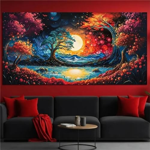 Lionhai Diamond Painting, 5D Wald Diamant Painting Bilder Fantasie Daiments Painting Erwachsene XXL Groß 180x90CM Kinder Mosaikherstellung Malerei Set, Zimmer Deko Schlafzimmer, Geschenke für Frauen von Lionhai