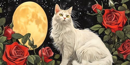 Lionhai Diamond Painting Groß 20x40 cm, Diamant Painting Rosenkatze, DIY Diamond Painting Erwachsene Kinder Malerei Stickerei Kreuzstich Set Diamant Art, für Zuhause Wanddekoration Geschenk L-288 von Lionhai