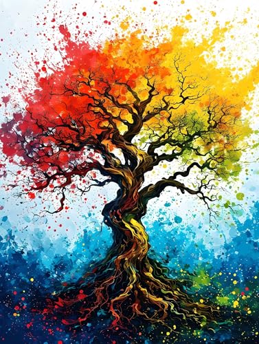 Malen Nach Zahlen Erwachsene Baum des Lebens, Malen Nach Zahlen Kinder ab 7 8 9 10 Jahre Mädchen Paint by Numbers, Anfänger Malen Nach Zahlen, Perfekt für Home Wand Dekor und Geschenke 60x80cm L-713 von Lionhai