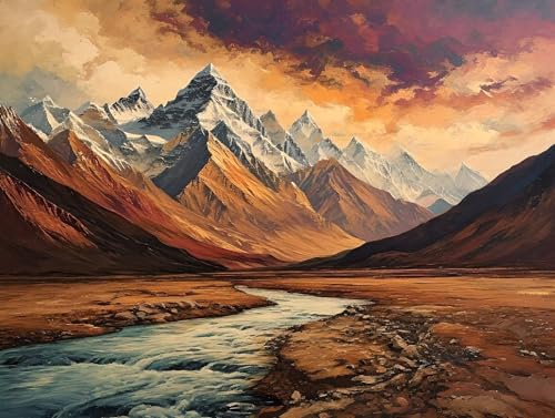 Malen Nach Zahlen Erwachsene Berge und Flüsse, Malen Nach Zahlen Kinder ab 7 8 9 10 Jahre Mädchen Paint by Numbers, Anfänger Malen Nach Zahlen, Perfekt für Home Wand Dekor und Geschenke 80x110cm L-683 von Lionhai