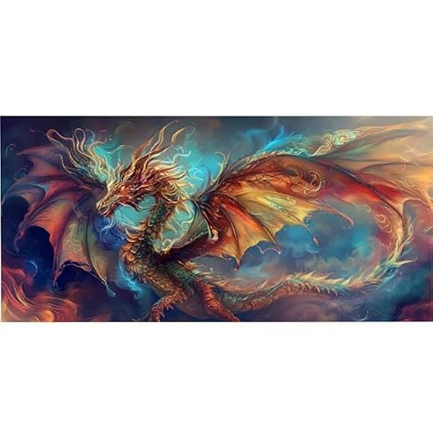 Malen Nach Zahlen Erwachsene Farbe Drachen, Kinder für Anfänger Einfaches DIY-Ölgemälde-Set auf Leinwand mit Pinseln und Acrylpigment, Bastelset Erwachsene Malen, Hause Dekor Geschenk 100x200cm Ws-18 von Lionhai