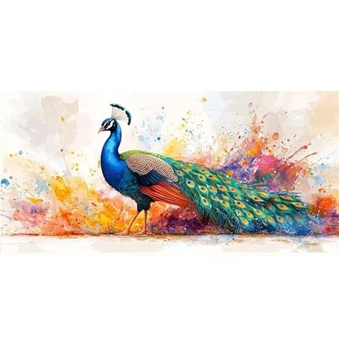 Malen Nach Zahlen Erwachsene Farbe Pfau, Kinder für Anfänger Einfaches DIY-Ölgemälde-Set auf Leinwand mit Pinseln und Acrylpigment, Bastelset Erwachsene Malen, Hause Dekor Geschenk 100x200cm Ws-15 von Lionhai