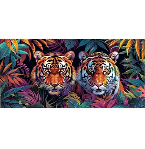 Malen Nach Zahlen Erwachsene Farbe Tiger, Kinder für Anfänger Einfaches DIY-Ölgemälde-Set auf Leinwand mit Pinseln und Acrylpigment, Bastelset Erwachsene Malen, Hause Dekor Geschenk 100x200cm Ws-17 von Lionhai